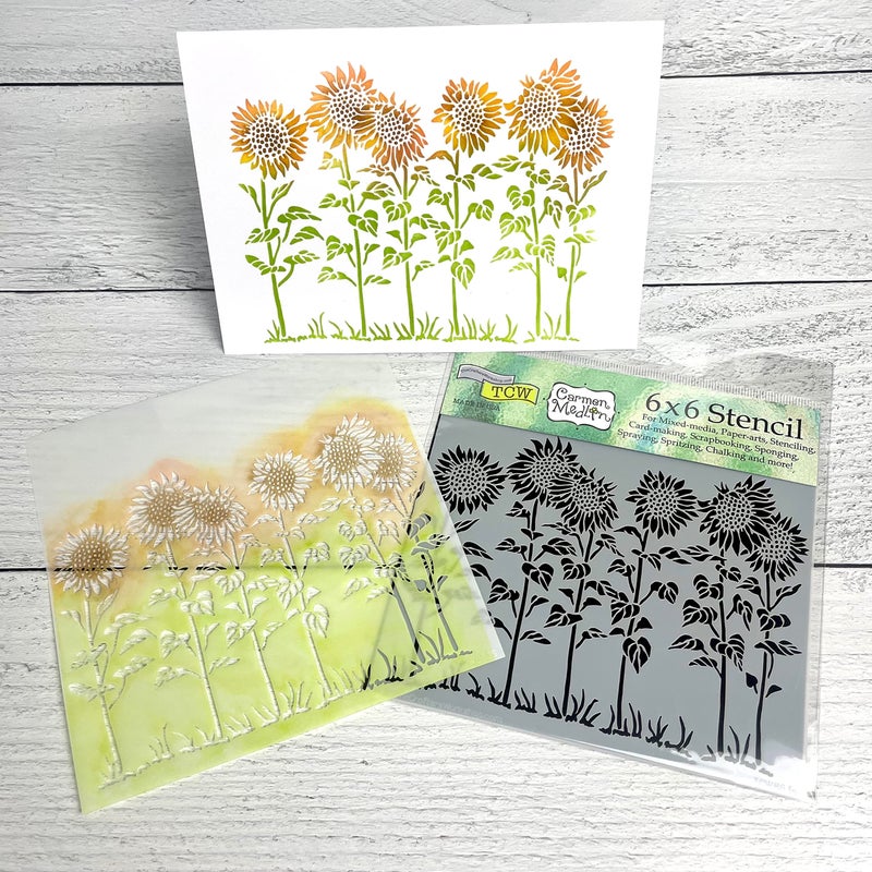 The Crafter's Workshop The Crafterâ€™s Workshop - Reusable Floral Stencil for Painting and Crafts â€“ Whimsical and Joyful Blooms for Creative Projects â€“ 2 Pk, 6" x 6" â€“ Joyful Sunflower/Sunflower Meadow - Image 3